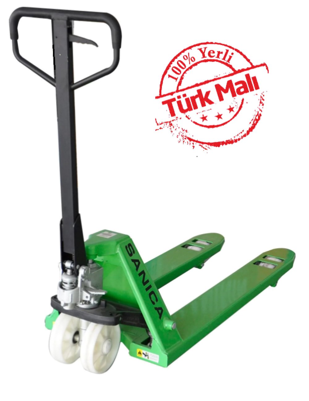 Sanica Yeşil Transpalet 2.5 Ton Kapasite Kemik Tekerlekli Pompa